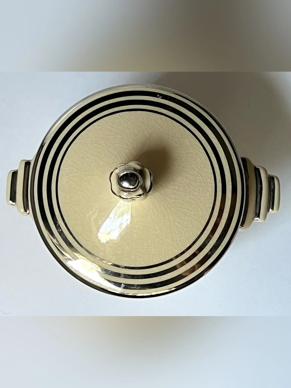 Vintage Leigh Potters, USA, Art Deco Covered Sugar Bowl